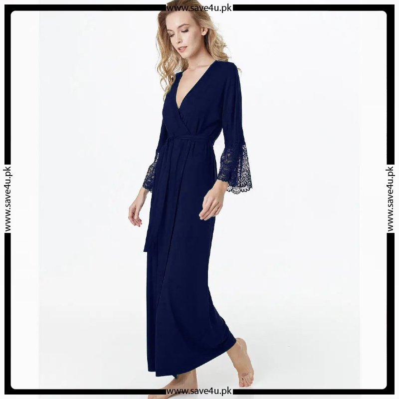 Lace Trim Satin Silky Elegant Single Robe