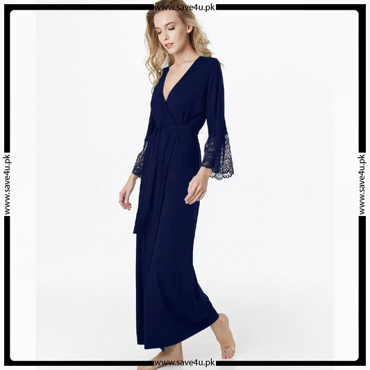 Lace Trim Satin Silky Elegant Single Robe