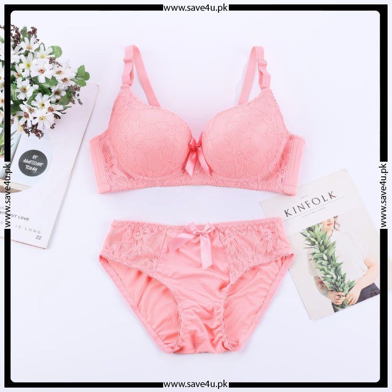 Double Padded Push up Floral Design Bra Set