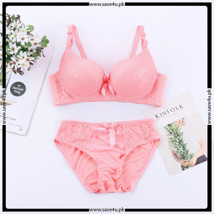 Double Padded Push up Floral Design Bra Set