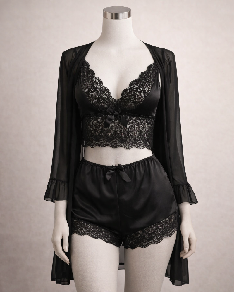 Elegance Lace 3-Piece Lingerie Set for Women