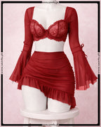 Scarlet Padless Floral Net 3 Pcs Set