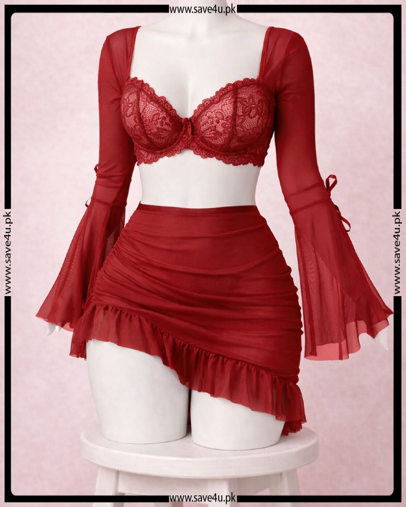 Scarlet Padless Floral Net 3 Pcs Set