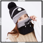 Winter Fleece Warm Cap & Scarf Set With Attached Face Mask For Ladies