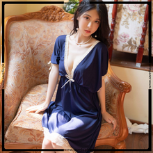 Load image into Gallery viewer, Satin Silky Lace Trim Wide Shoulder Nighty
