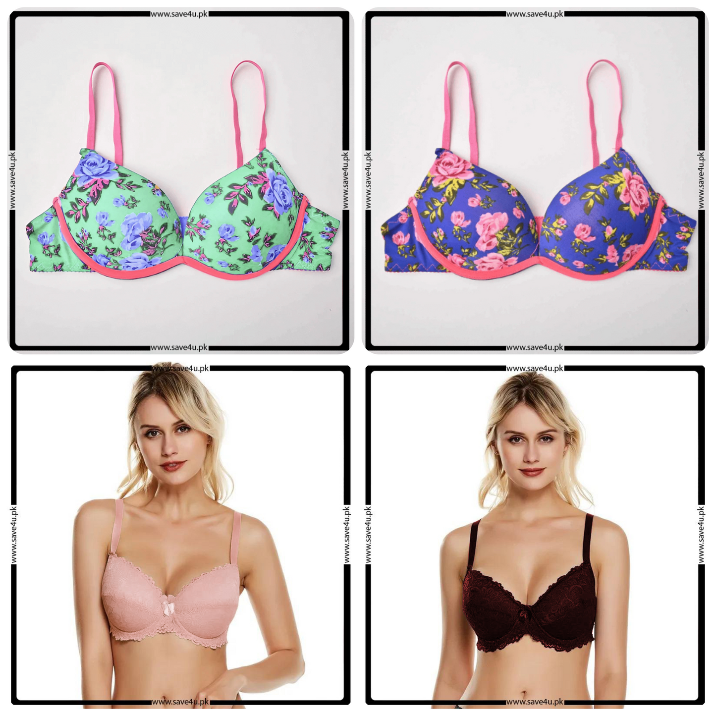 Pack of 2 Push Up Padded Wired Bra