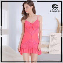 Load image into Gallery viewer, Lace Nightwear V Neck With G-String Panty

