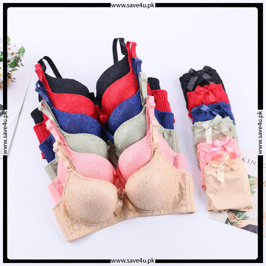 Double Padded Push up Floral Design Bra Set