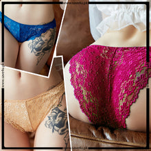Load image into Gallery viewer, Pack of 3 Embroidered See Through Net Thong Panties
