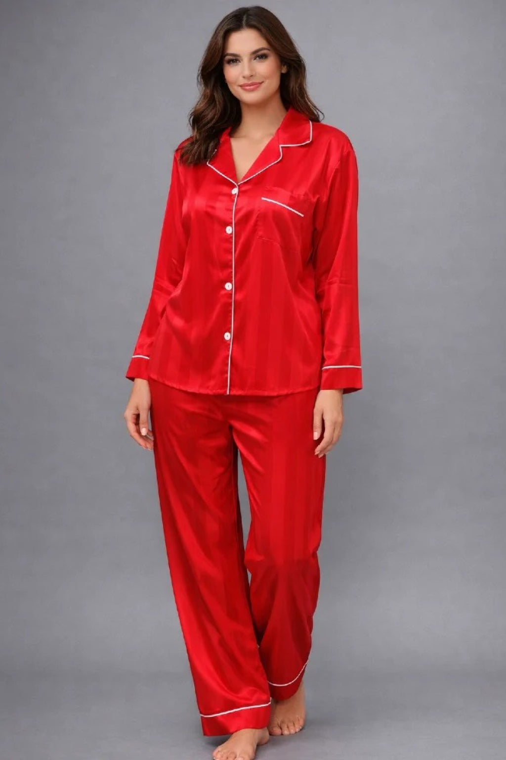 Lining Satin Silk 2-Pieces Pajama Set