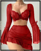 Scarlet Padless Floral Net 3 Pcs Set