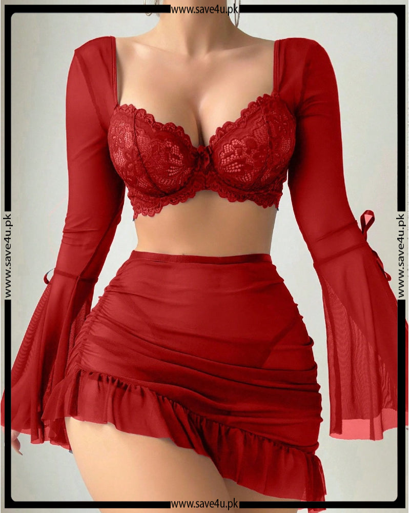 Scarlet Padless Floral Net 3 Pcs Set