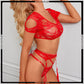 Floral Lace Lingerie Set With Garter