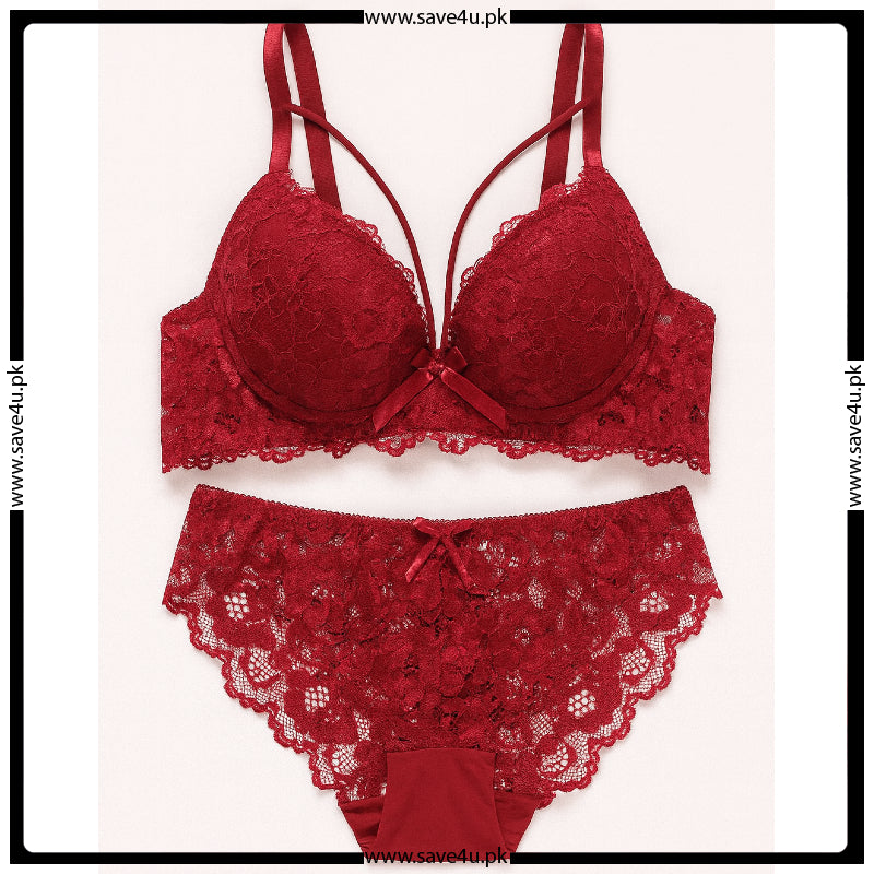 Full Lace Padded Push Up With See Through Panty