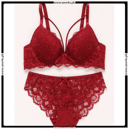 Full Lace Padded Push Up With See Through Panty