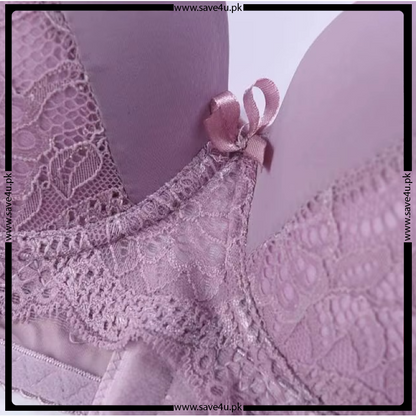 Double Padded Lace Trim Design Bra Set