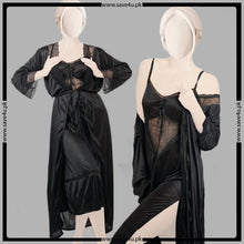 Load image into Gallery viewer, 2 Pcs Effortless Elegance Satin Silk Nighty
