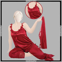 Load image into Gallery viewer, 3 Pcs Satin Silk Chic Smooth Nighty
