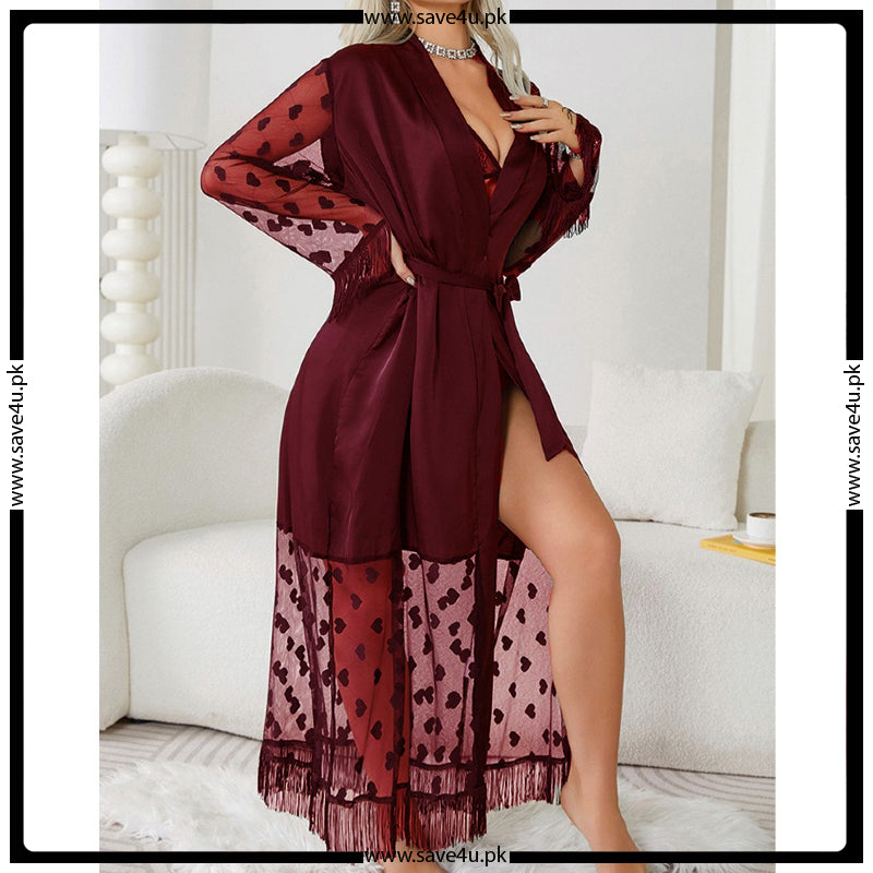 Lace Style Satin Silk Long Gown