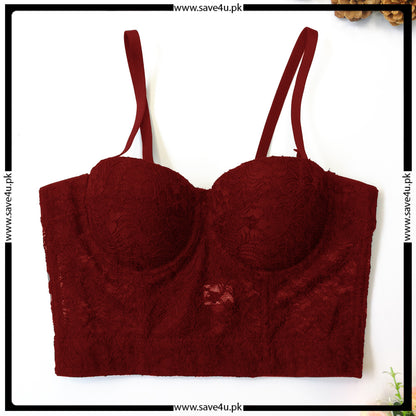 Thin Cups Wired Longlined Lace Bra