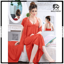 Load image into Gallery viewer, Elegant 2-Pcs Long Satin Silk Lingerie
