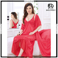 Load image into Gallery viewer, Ladies Beautiful 2-Pcs Satin Silk Nightwear Satin Silk Lingerie
