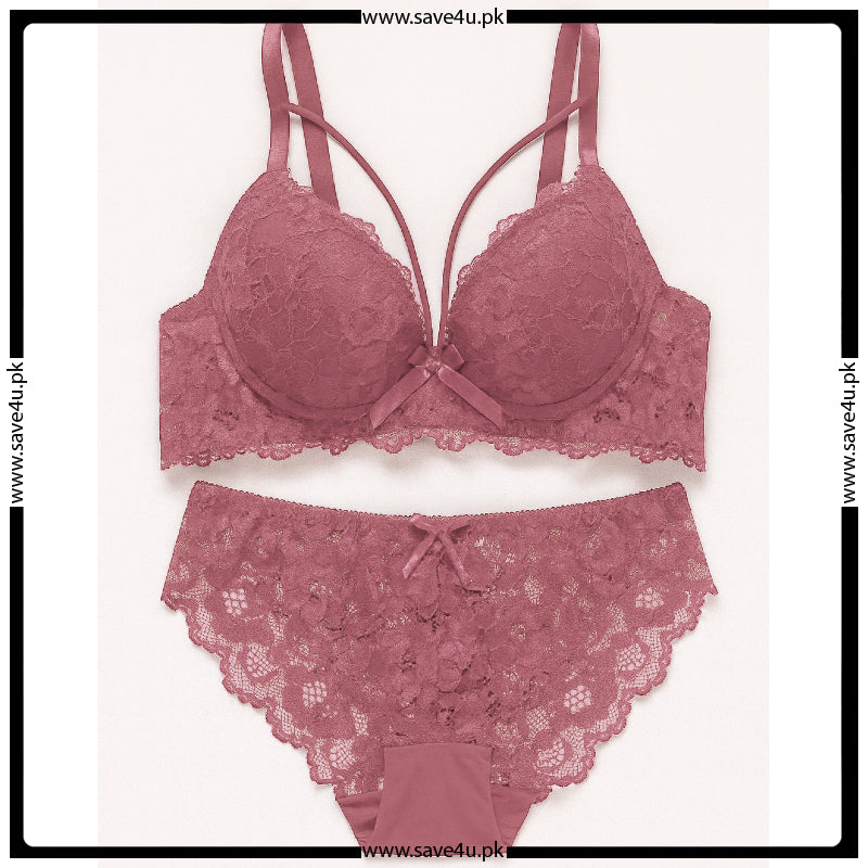 Full Lace Padded Push Up With See Through Panty