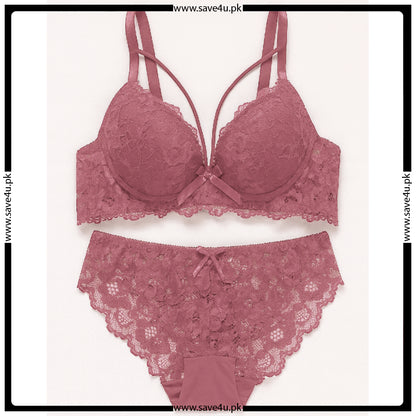 Full Lace Padded Push Up With See Through Panty