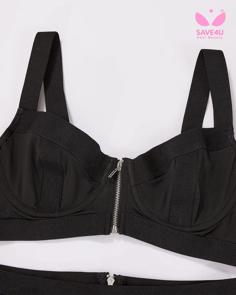 3-Pcs Front Zipper Style Lingerie Set