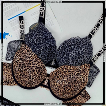 Load image into Gallery viewer, Front Open Leopard Printed Push Up Bra Set
