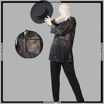 Lace and Luxury Satin Silk Pajama Duo