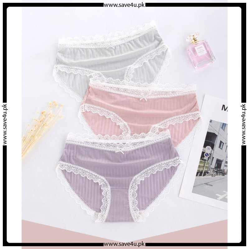 Pack of 2 Trim Lace Velvet Mid Waist Summers Underwear
