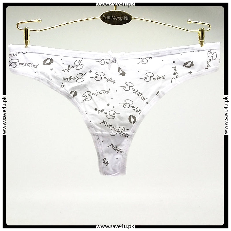 Pack of 3 Cute Printed Design Seamless Cotton Thong Panties