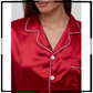 Satin Silk Pajamas Set V Neck Notched Collar
