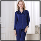 Satin Silk Pajamas Set V Neck Notched Collar