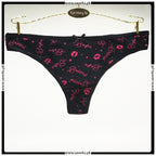 Pack of 2 Cute Printed Design Seamless Cotton Thong Panties