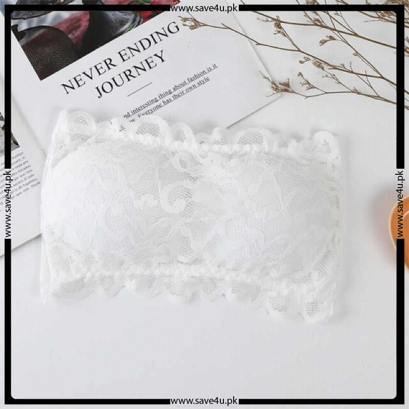 Floral Lace Design Cute Padded Strapless Bra