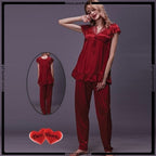 Women's Soft Comfortable Satin Silk Pajama Set