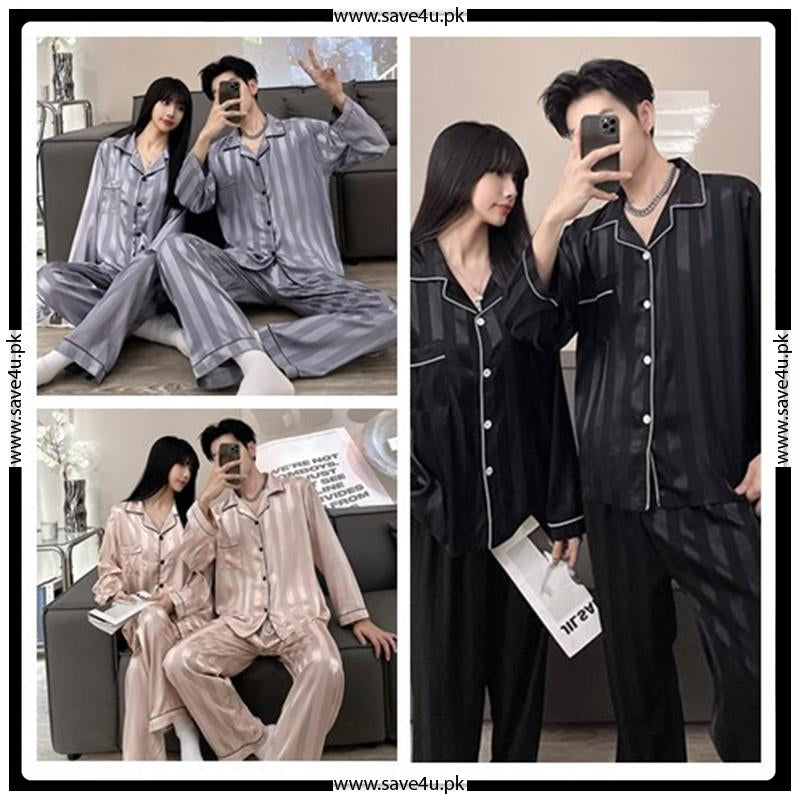 Lining Satin Silk 2-Pieces Pajama Set