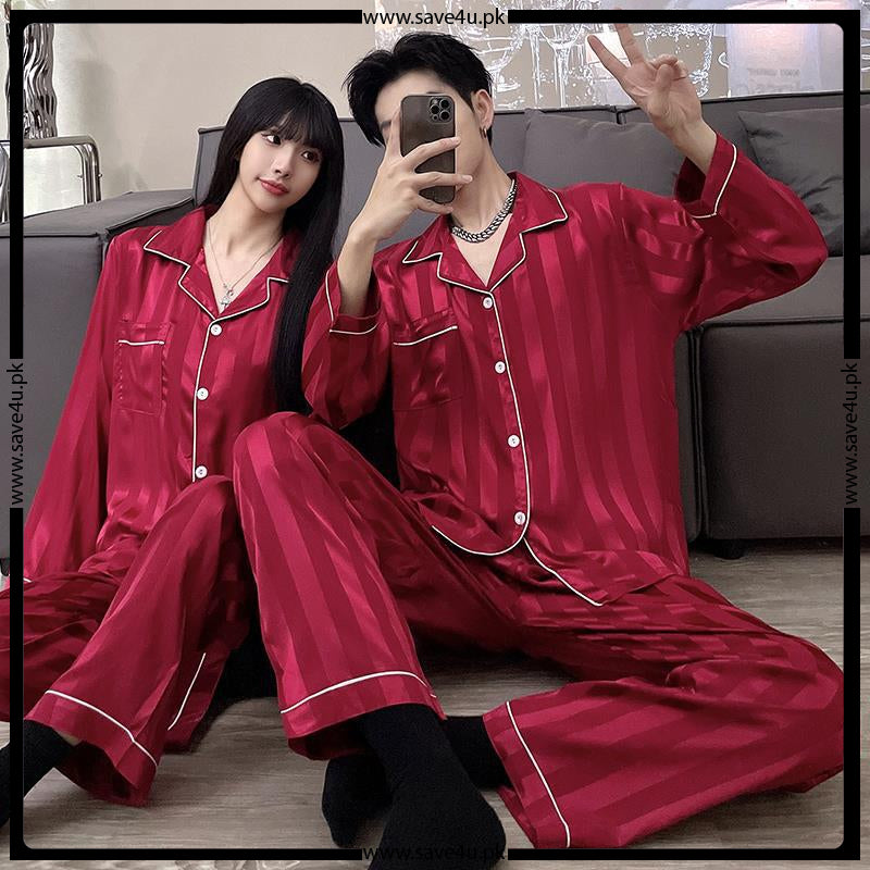 Lining Satin Silk 2-Pieces Pajama Set