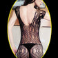 Women's Strappy Rose Stretchy Bodystocking Black