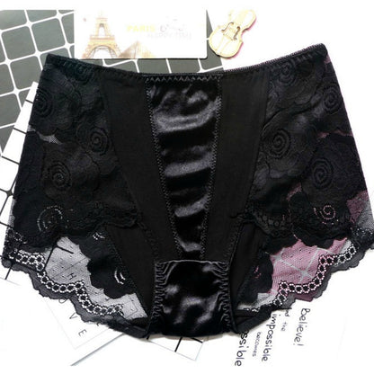 Lace and Satin Floral Panties For Women