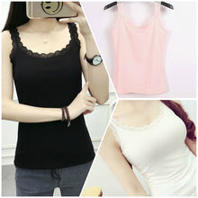 Load image into Gallery viewer, Lace Trim Cotton Soft Stretchy Tank Tops
