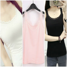 Load image into Gallery viewer, Lace Trim Cotton Soft Stretchy Tank Tops
