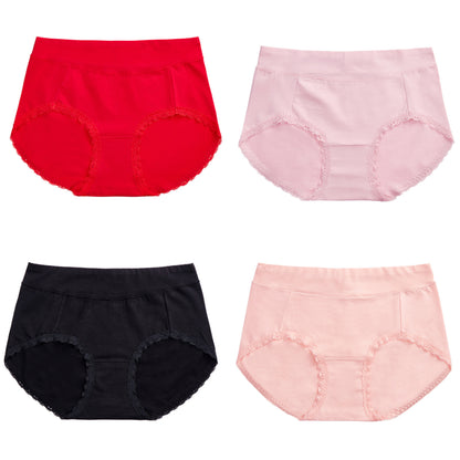 Ladies Trim Lace Design Seamless Wide Waist Panties