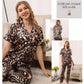 Cheeta Print Button Up Pajama Set Sleepwear