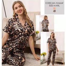 Load image into Gallery viewer, Cheeta Print Button Up Pajama Set Sleepwear
