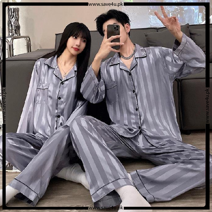 Lining Satin Silk 2-Pieces Pajama Set