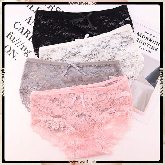 Pack of 2 Ladies See through Floral Lace Design Panties