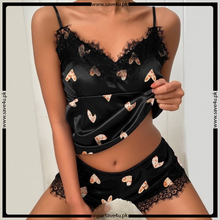 Load image into Gallery viewer, Stylish Printed Satin Silk Lingerie With Boxer Panty
